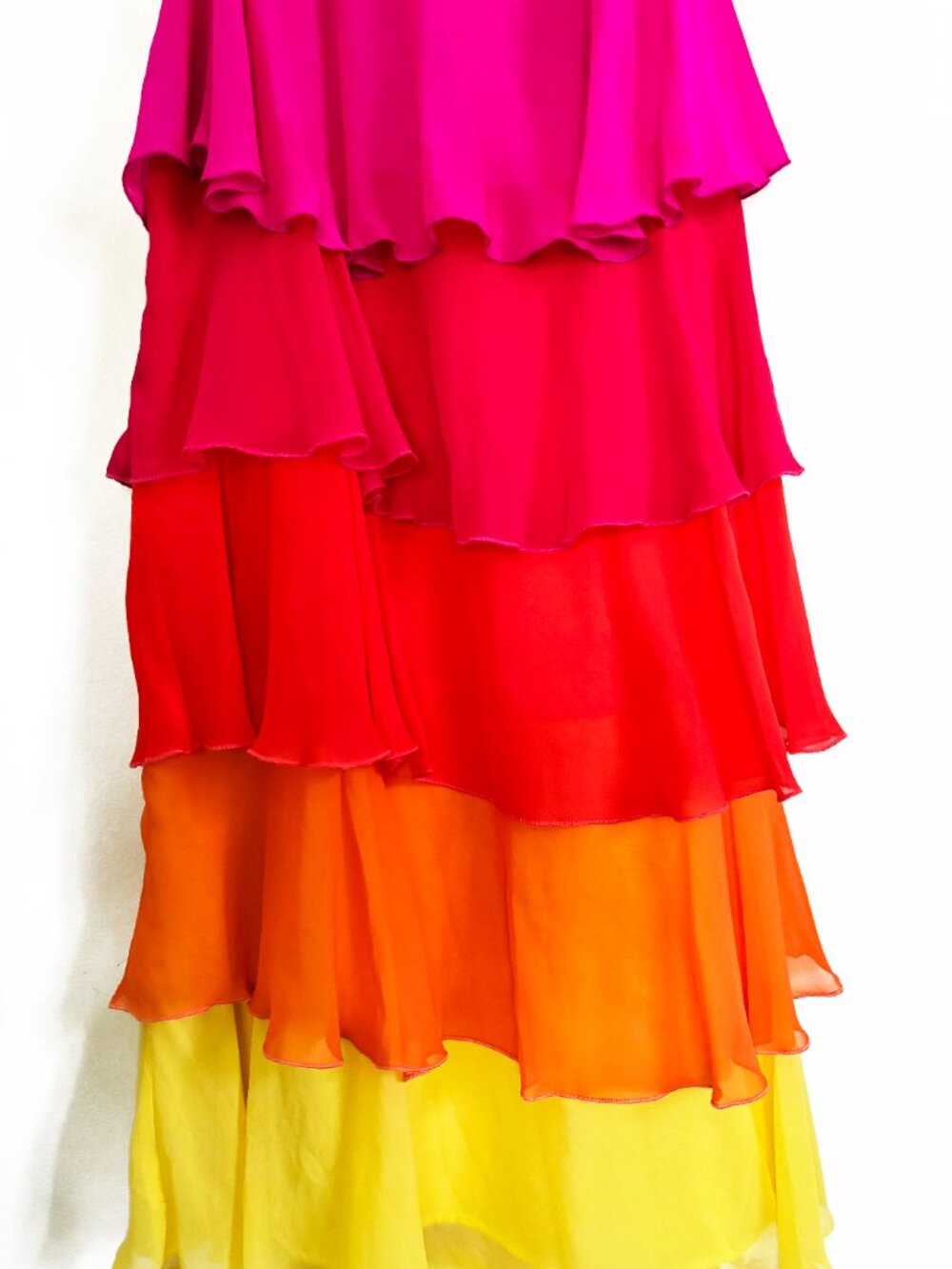 Trina Turk Tiered Silk Chiffon Strappy Dress Ombre Sunset. NWT XS - Picture 5 of 10